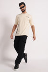 Men's Beige Excuse Me Graphic Printing Oversized T-Shirts - Wearified