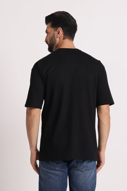 Men's Black "Smile" Oversized Graphic T-Shirt - Wearified