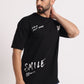 Men's Black "Smile" Oversized Graphic T-Shirt - Wearified