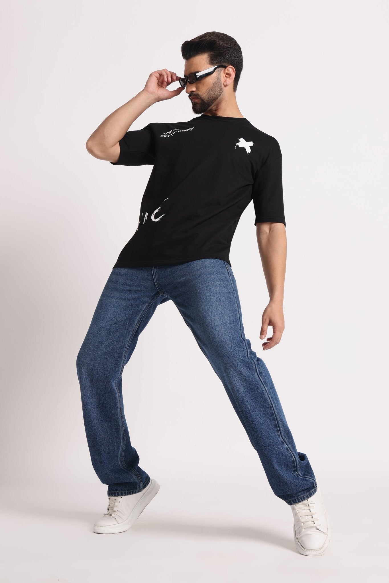 Men's Black "Smile" Oversized Graphic T-Shirt - Wearified