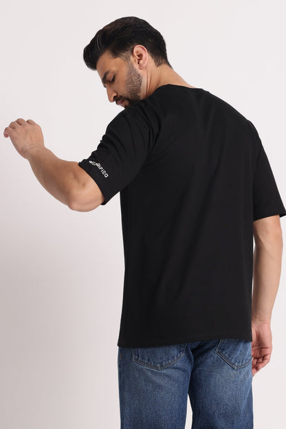 Men's Black WEARiFiED Typography Oversized T-Shirt - Wearified