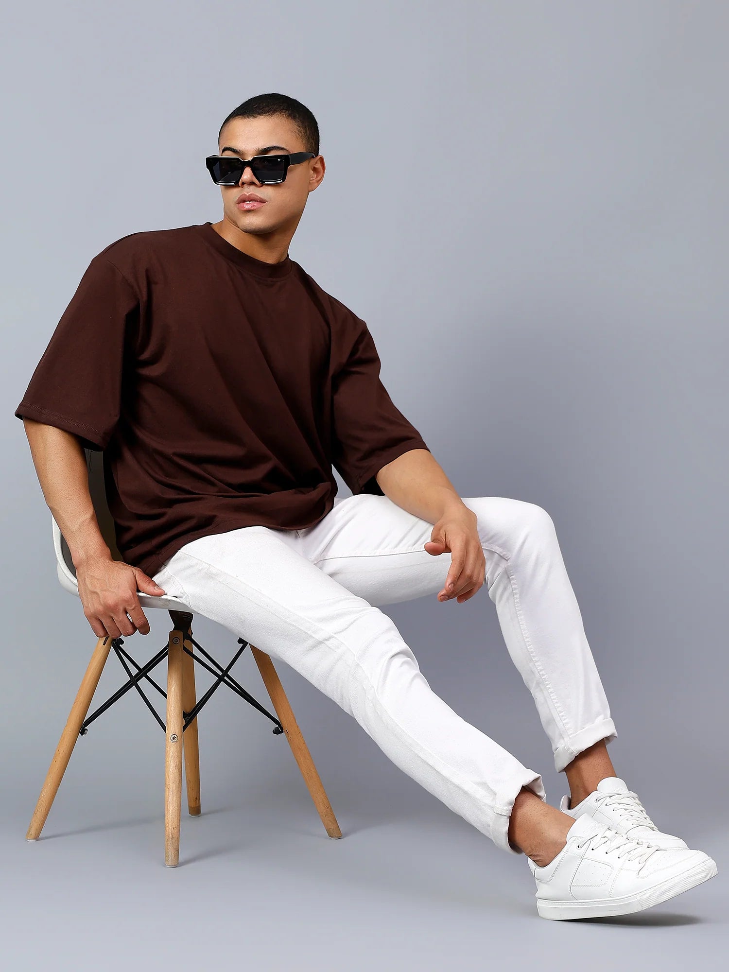 Men's Brown Oversized T-Shirt | Premium Cotton Relaxed Fit Tee - Wearified