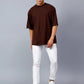 Men's Brown Oversized T-Shirt | Premium Cotton Relaxed Fit Tee - Wearified