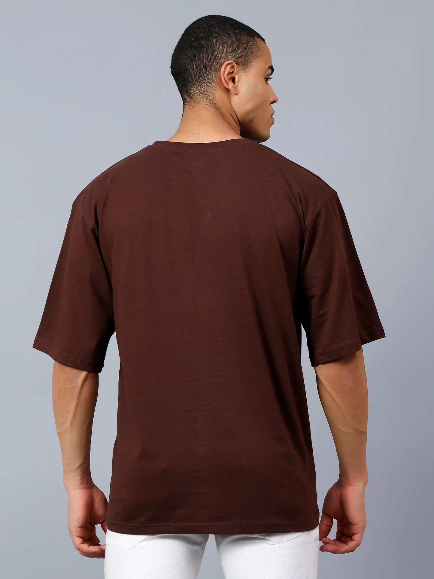 Men's Brown Oversized T-Shirt | Premium Cotton Relaxed Fit Tee - Wearified