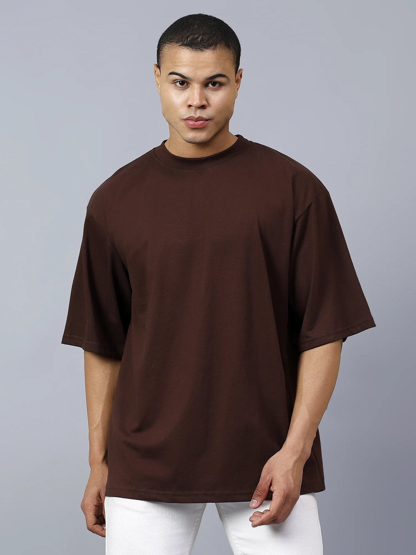Men's Brown Oversized T-Shirt | Premium Cotton Relaxed Fit Tee - Wearified