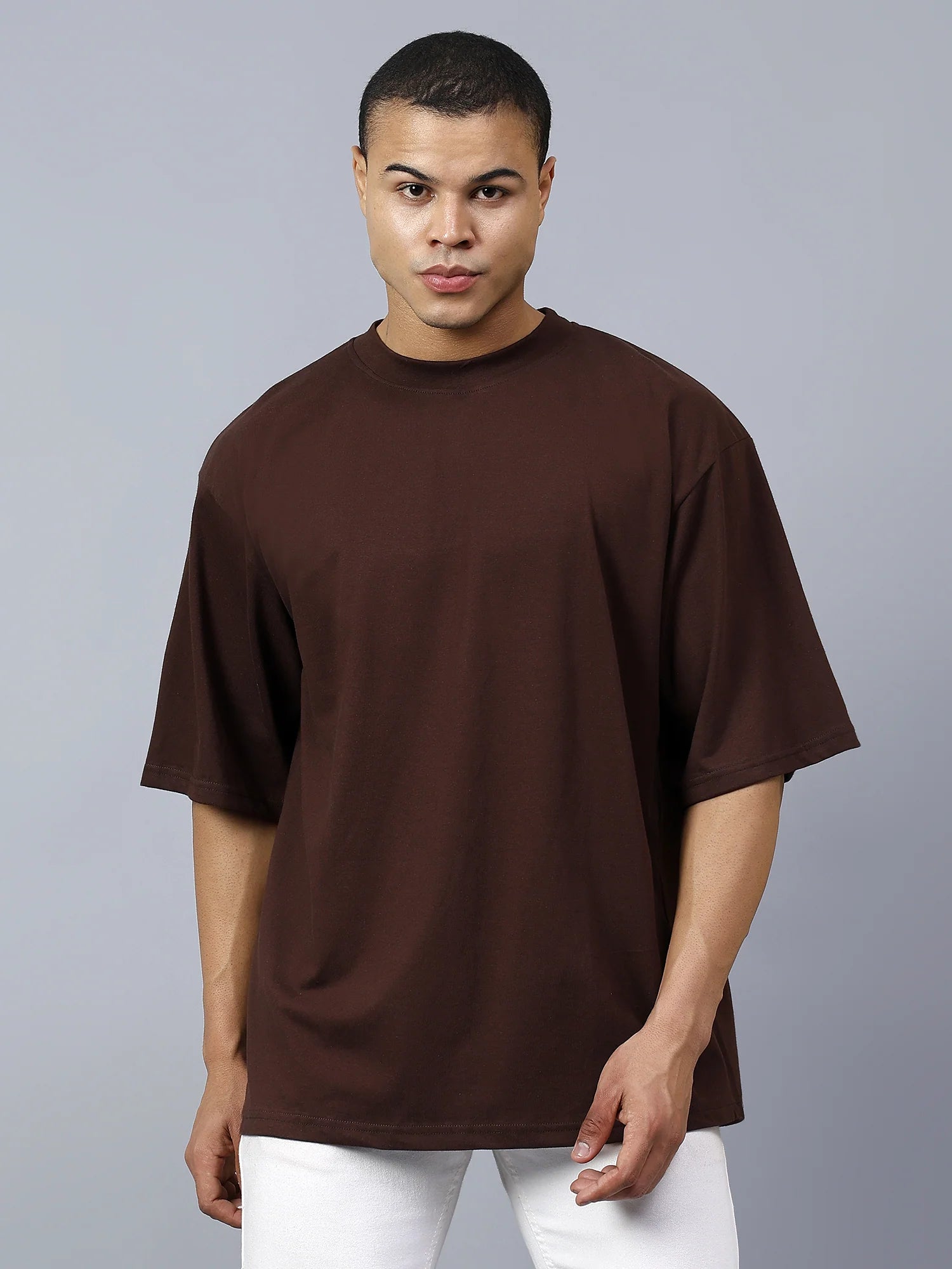 Men's Brown Oversized T-Shirt | Premium Cotton Relaxed Fit Tee - Wearified