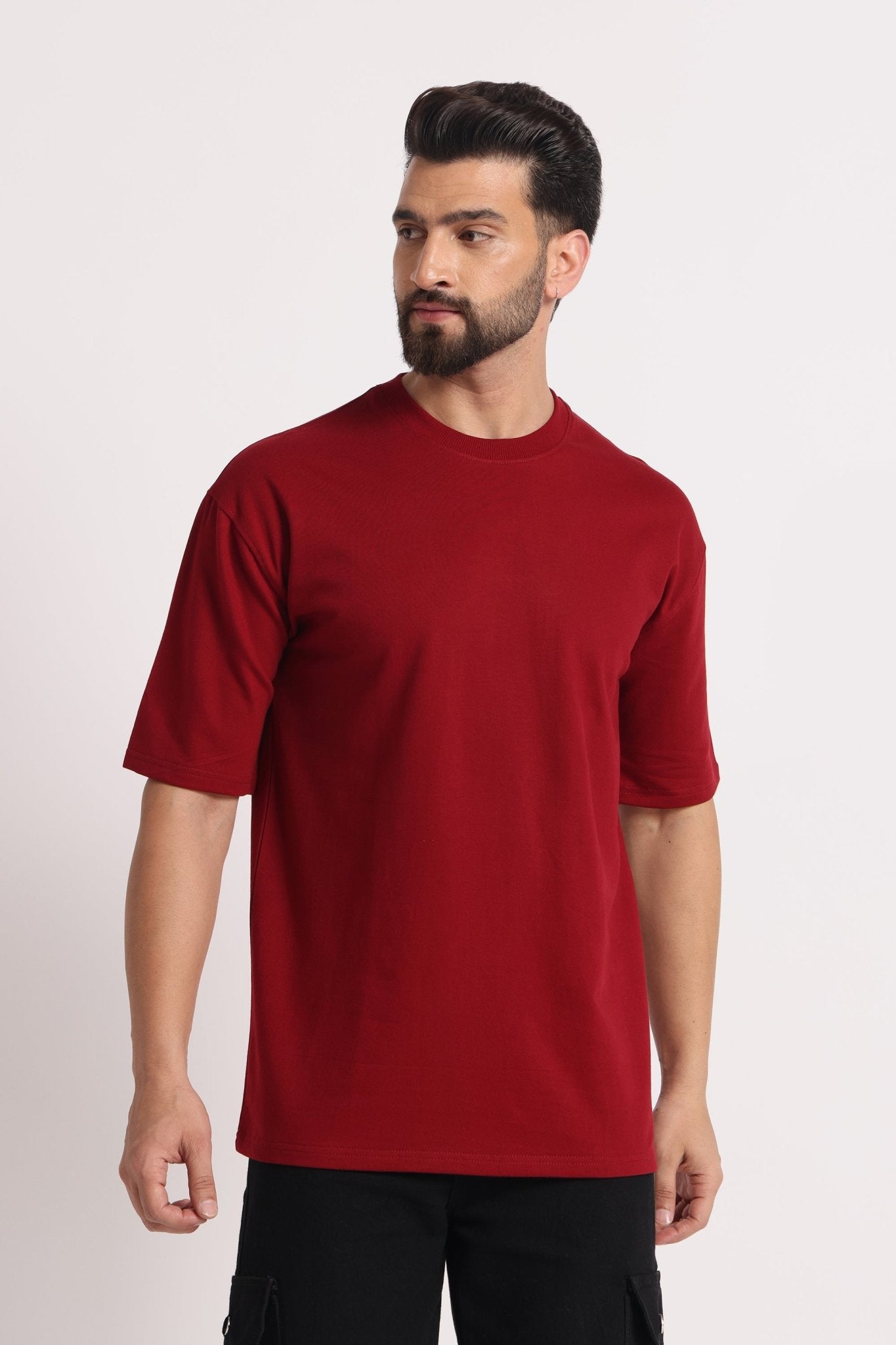 Men's Maroon Essential Oversized T-Shirt - Wearified