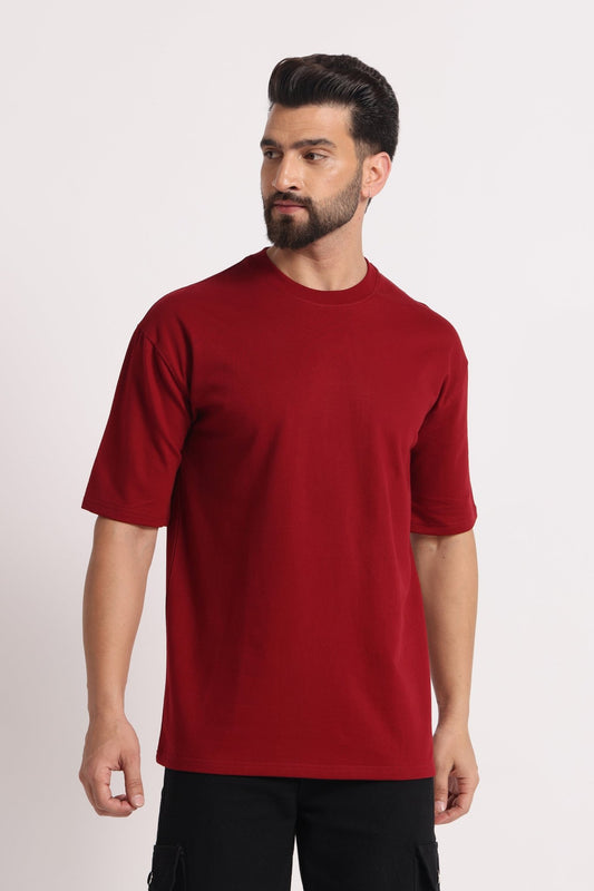 Men's Maroon Essential Oversized T-Shirt - Wearified