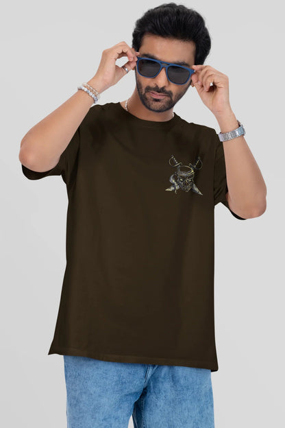 Monster Inside Oversized Graphic T-Shirt for Men – Dark Olive Green - Wearified
