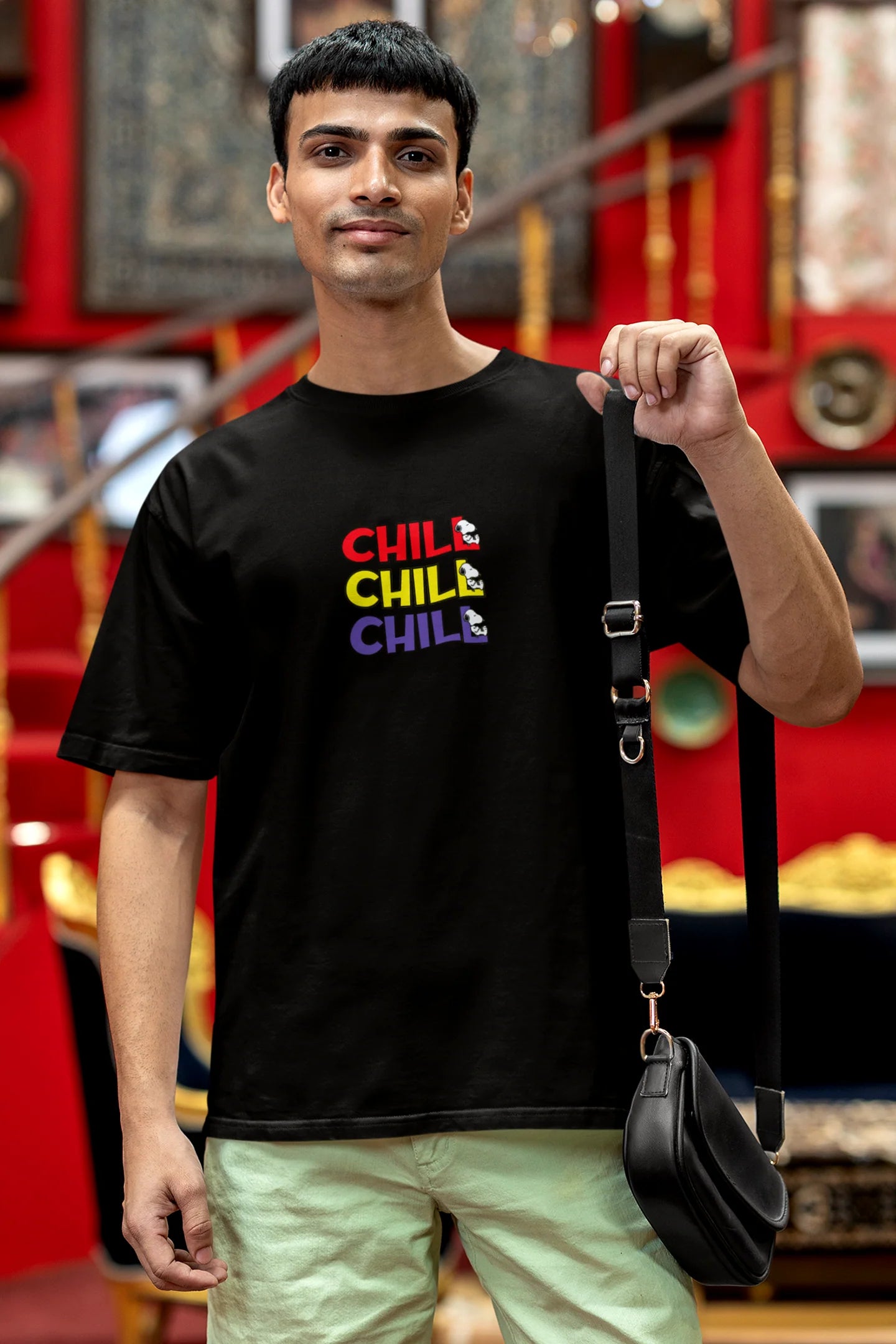 CHILL Oversized Graphic T-Shirt – Multi-Color Text Print