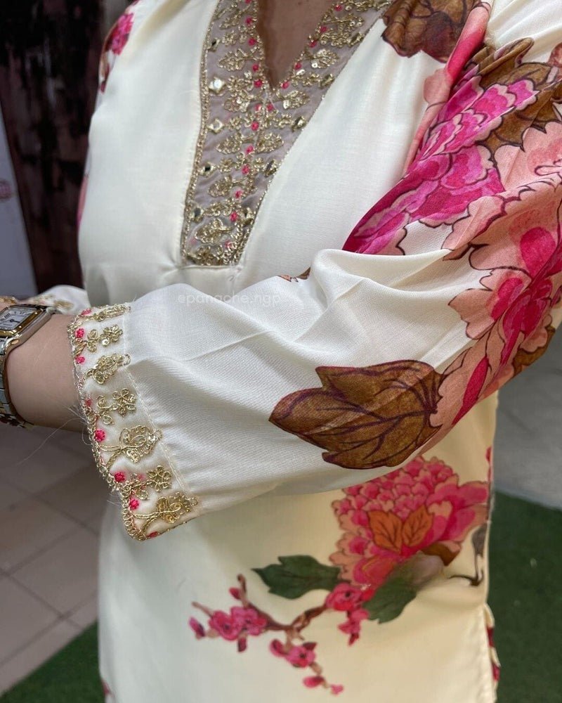 PRIYANKA – Elegant Teby Silk Floral Suit Set - Wearified