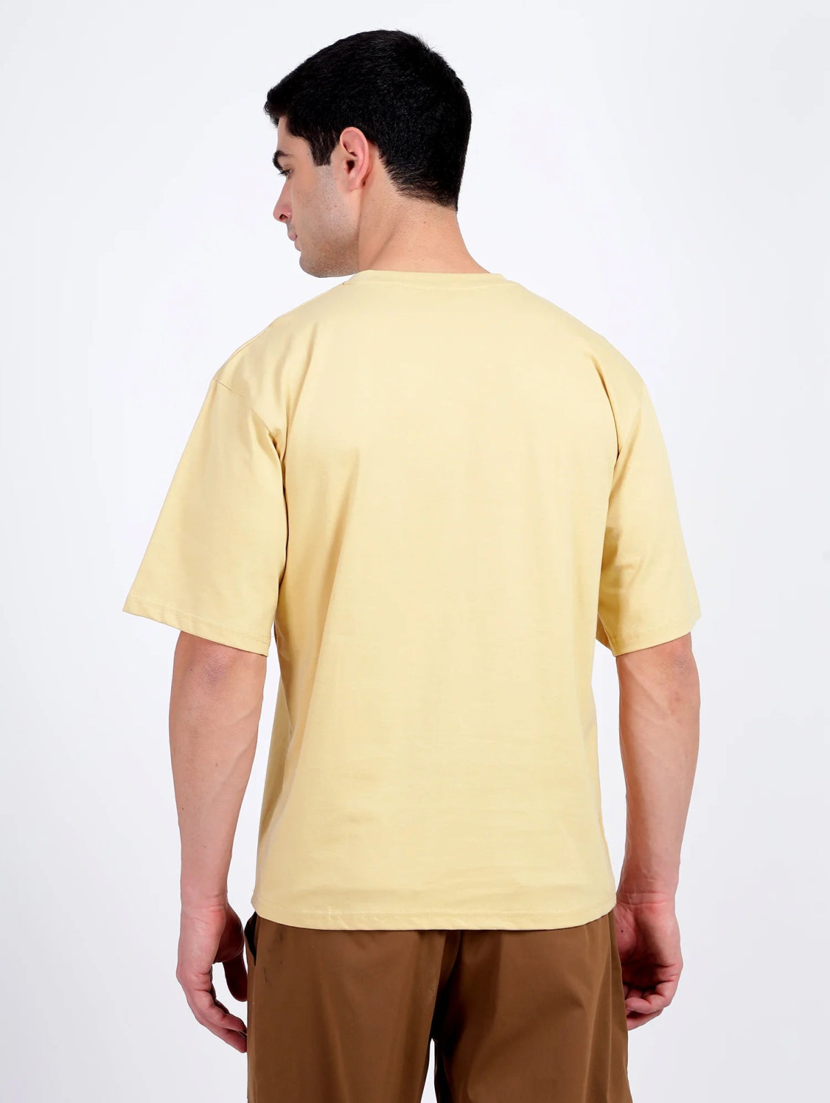 Solid Light Yellow Oversized T-Shirt for Men | Casual Summer Streetwear - Wearified