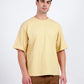Solid Light Yellow Oversized T-Shirt for Men | Casual Summer Streetwear - Wearified