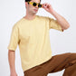 Solid Light Yellow Oversized T-Shirt for Men | Casual Summer Streetwear - Wearified