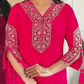 Viscose Pink Embroidered Straight Fit Kurti - Wearified