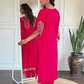 Viscose Pink Embroidered Straight Fit Kurti - Wearified