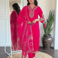 Viscose Pink Embroidered Straight Fit Kurti - Wearified