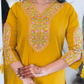Viscose Yellow Embroidered Straight Fit Kurti - Wearified