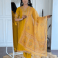 Viscose Yellow Embroidered Straight Fit Kurti - Wearified