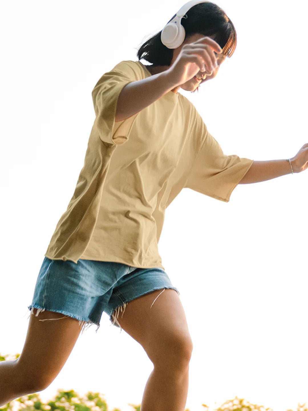 Women's Beige Oversized T-Shirt | Casual Relaxed Fit Cotton Tee - Wearified