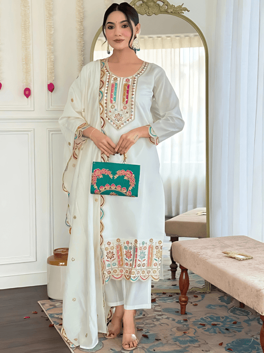 ZEENAT – Graceful Embroidered Suit Set - Wearified